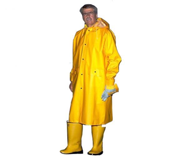 RAINCOAT, YELLOW, 48", SIZE MEDIUM