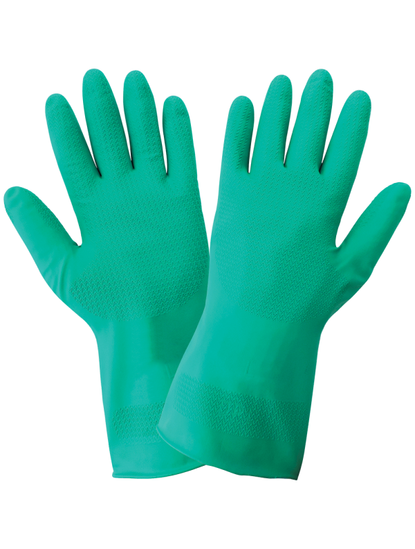 UNSUPPORTED UNLINED GREEN NITRILE GLOVES 11MIL 12" LENGTH SZ 08 12DZ/CS